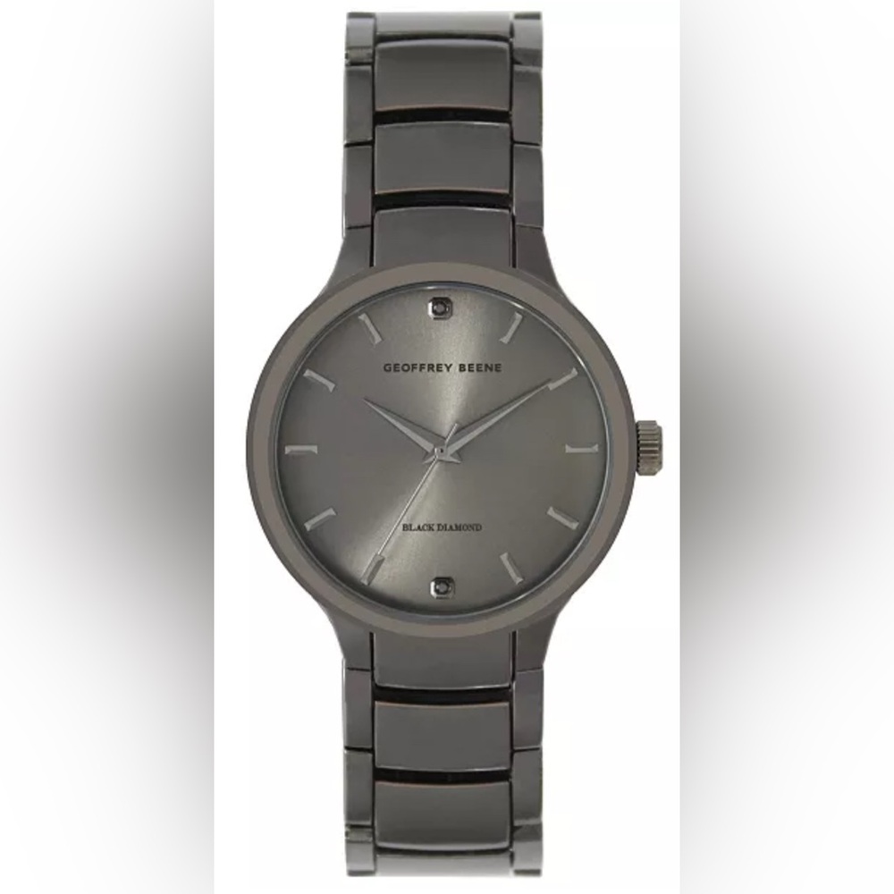 NWT Geoffrey Beene Genuine Black Diamond Dial Bracelet Watch
